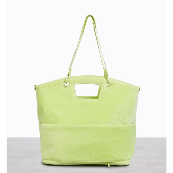 NWT BÉIS / Beis Citron Green Terry Tote Bag - Picture 6 of 13